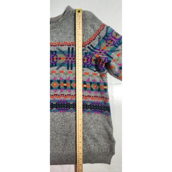 Chaps Fair Isle Sweater XL Cotton Blend Vintage Gray Crew Neck Womens Size 1X - Picture 10 of 15